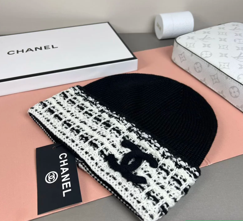 Chanel Tweed Knit Cap/Beanie